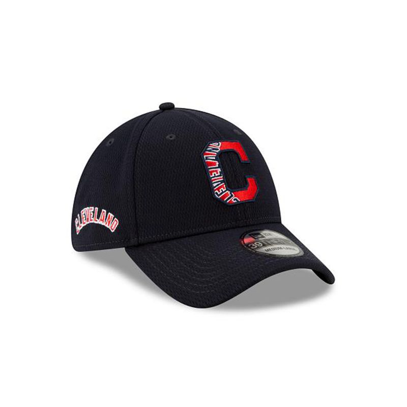 MLB Cleveland Indians Batting Practice 39Thirty Stretch Fit (PUG7395) - Blue New Era Caps